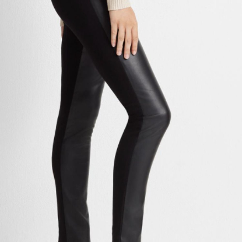 NEW Club Monaco Tasha Faux Leather Legging Blk-0